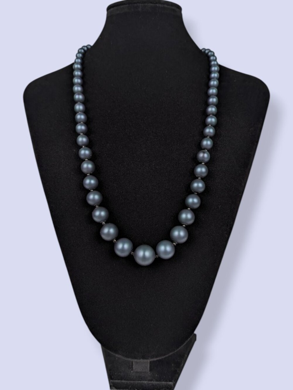 Vintage Graduated Dark Metallic Faux Pearl Necklace